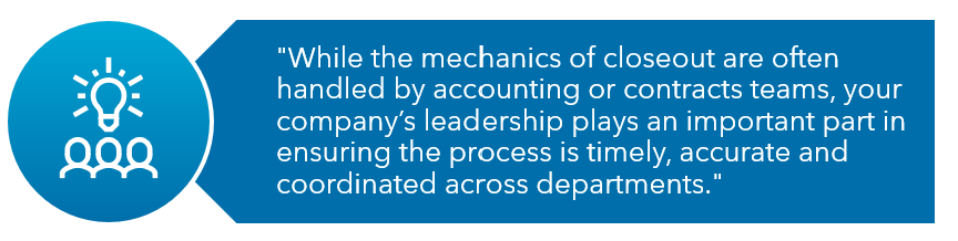 Government Contract Closeout Leadership and Processes Quote Image