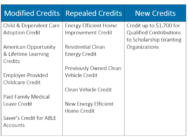 One Big Beautiful Bill Individual Tax Credits